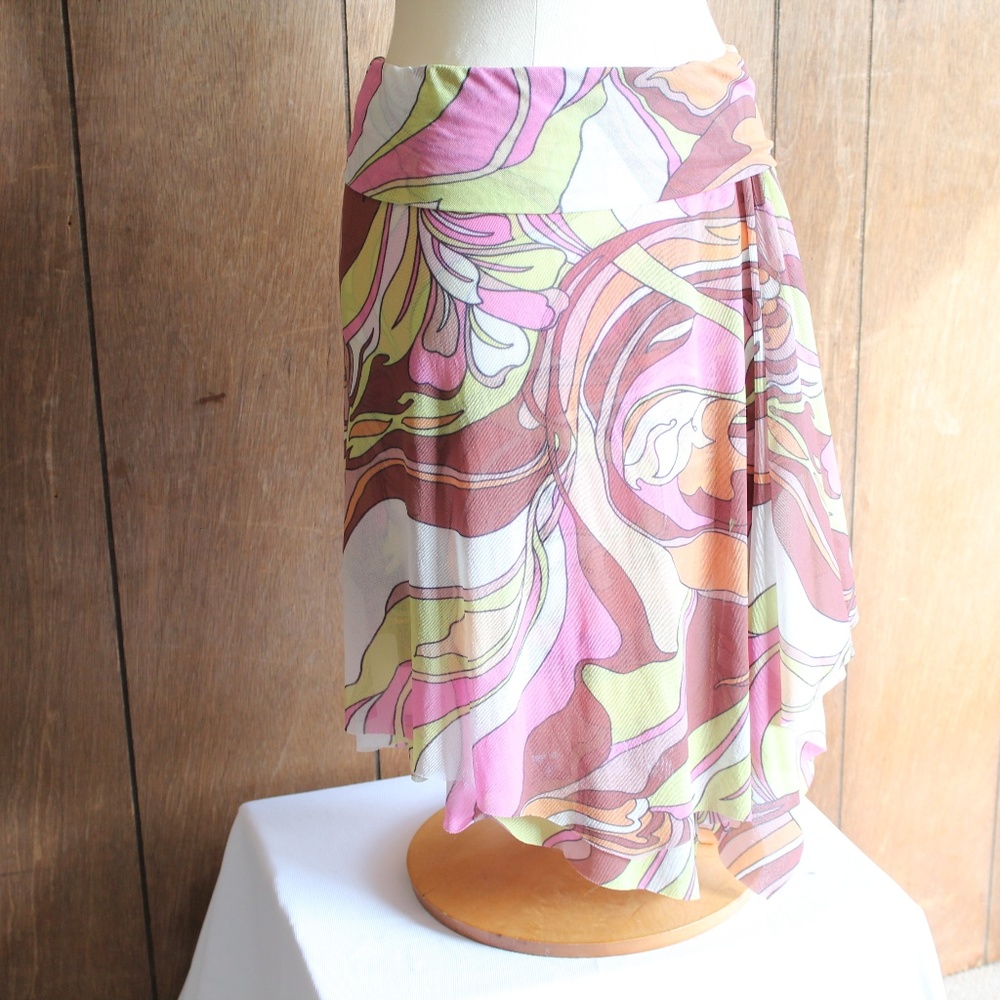 90's does 60's Psychedelic multicolored skirt